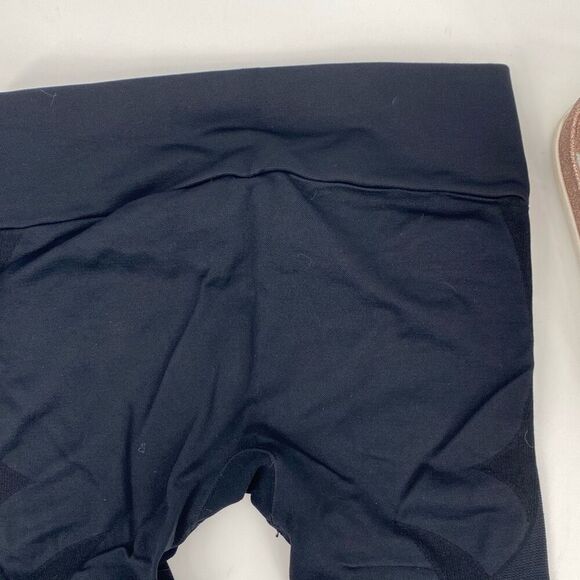 Nux Shapewear Perforated Capri Stretch Compression Tights Legging Mid-Rise Black - Picture 6 of 8